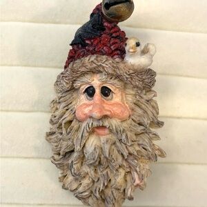 Boyds Bears Folkstone Santa Brooch Pin Christmas Vintage Festive Boho Whimsygoth